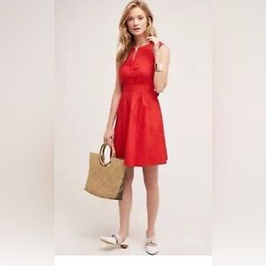 Anthropologie Maeve Adrian Shirtdress Red
